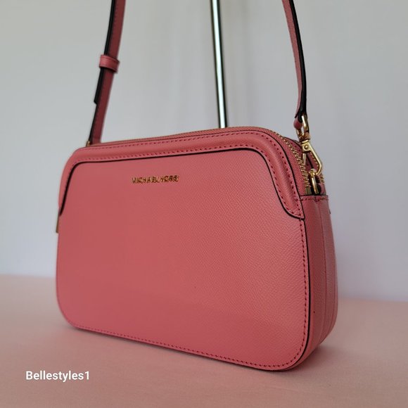 MICHAEL KORS Houston Large Crossgrain Leather Crossbody-Tea Rose color🎈⭐$138. - Picture 4 of 16